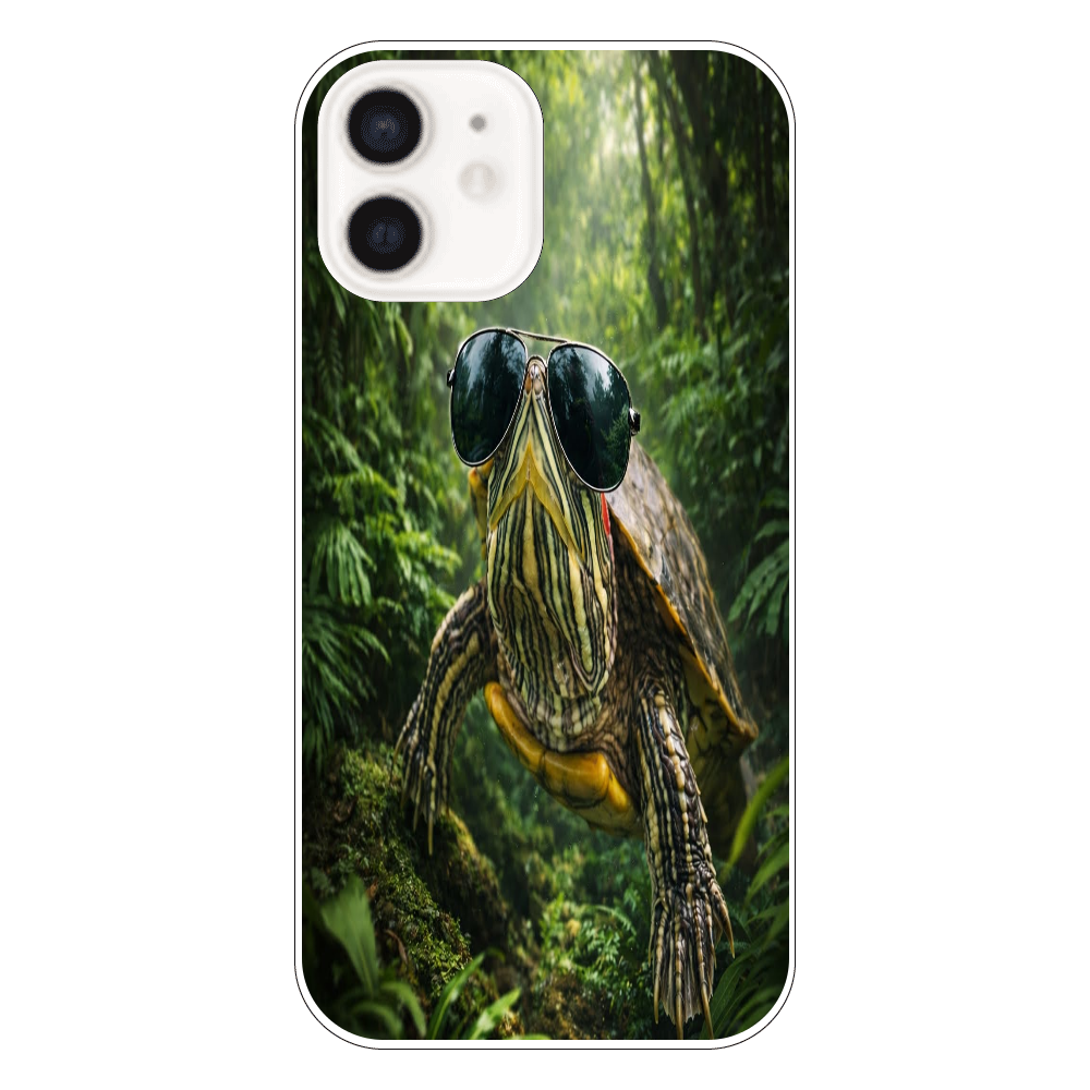 クールなミドリガメ｜森を歩くサングラス亀 iPhone12