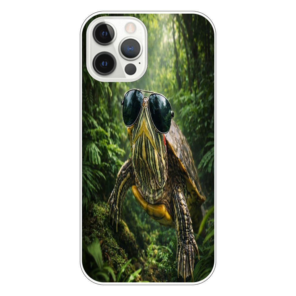 クールなミドリガメ｜森を歩くサングラス亀 iPhone12Pro