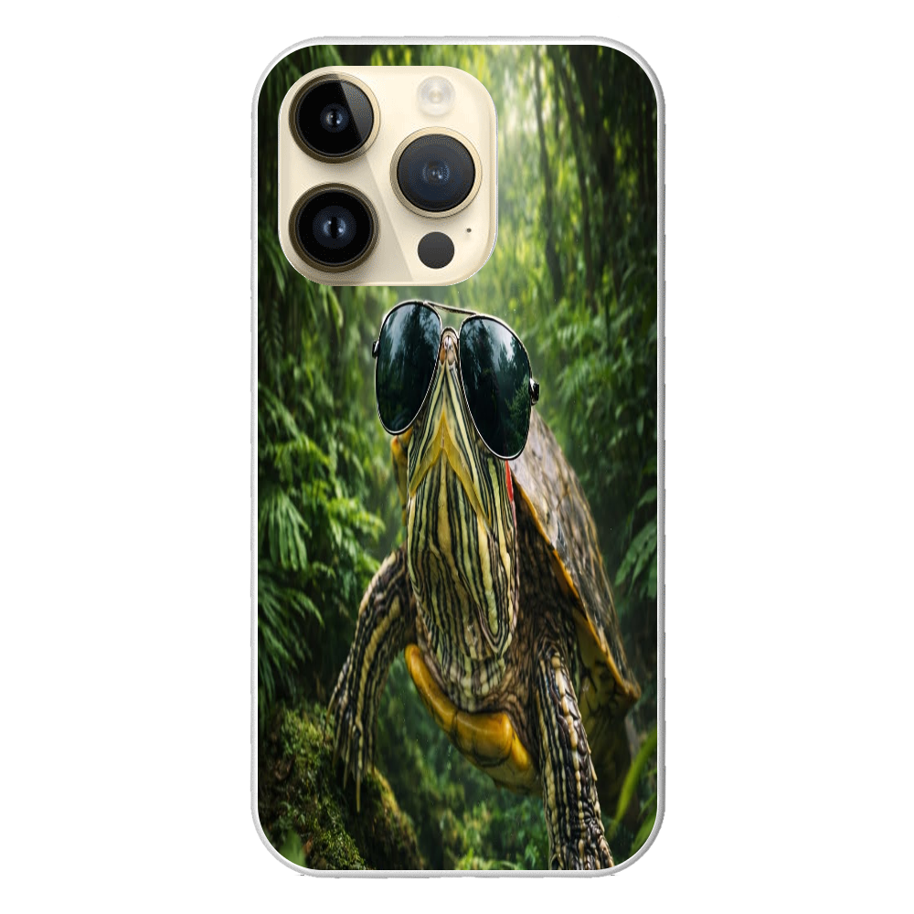 クールなミドリガメ｜森を歩くサングラス亀 iPhone14Pro