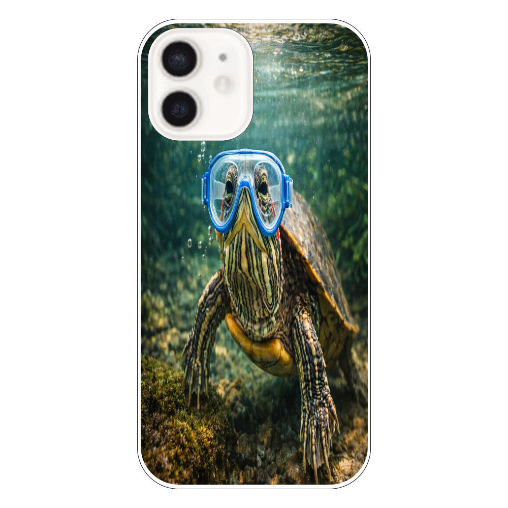 癒しのミドリガメ｜水中ゴーグルで泳ぐiPhone12