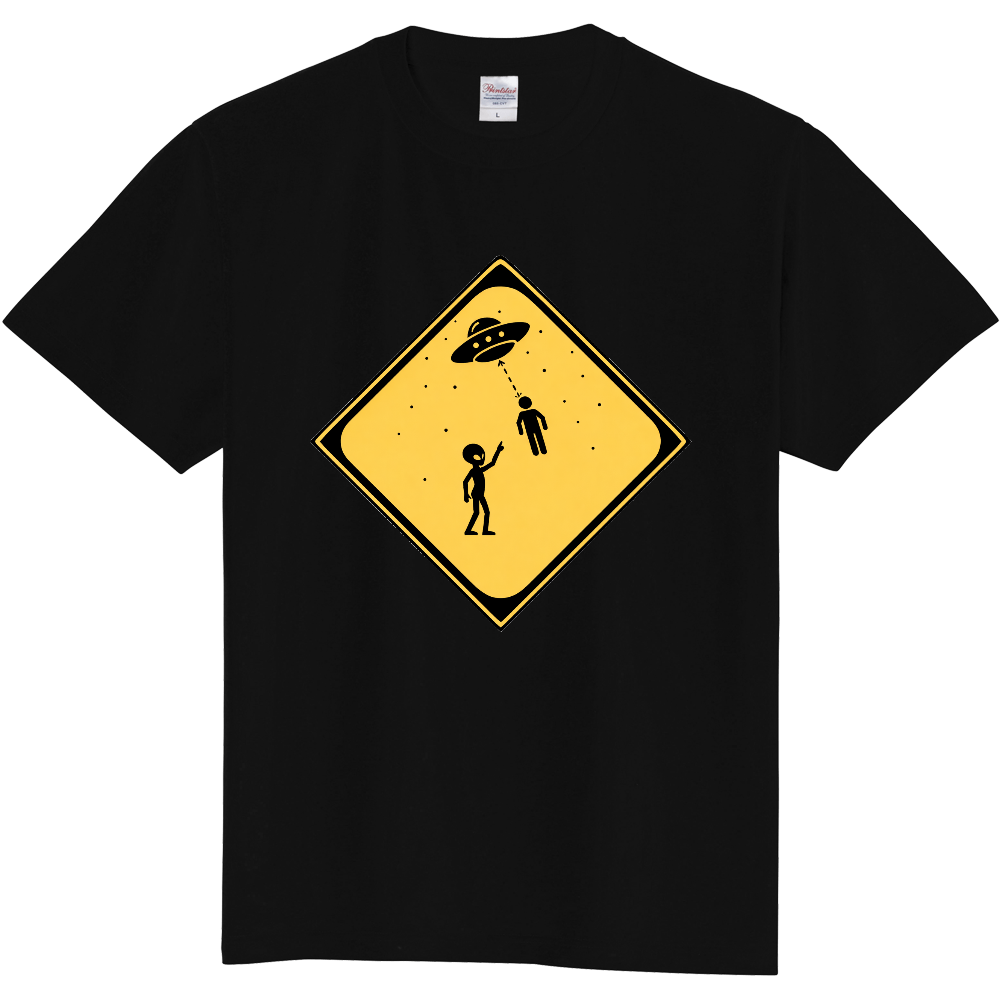 宇宙人による「連れ去り注意」グラフィックTシャツ