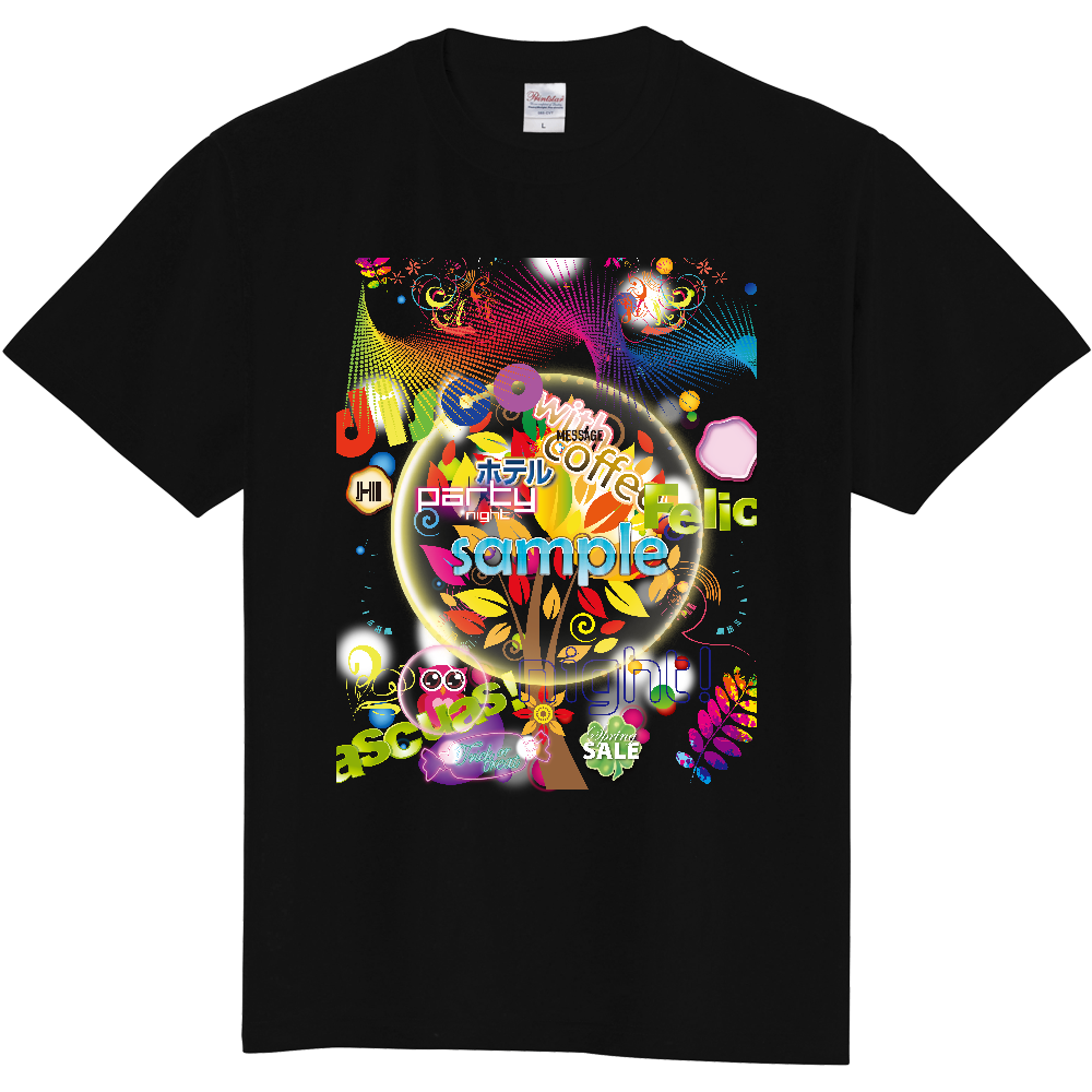 A007　ポップ『彩』黒　定番Ｔシャツ｜PrintStar