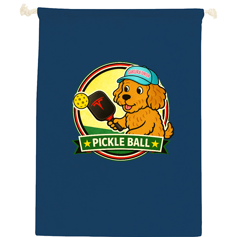 PickleBall＆Dog　コットン巾着（L）
