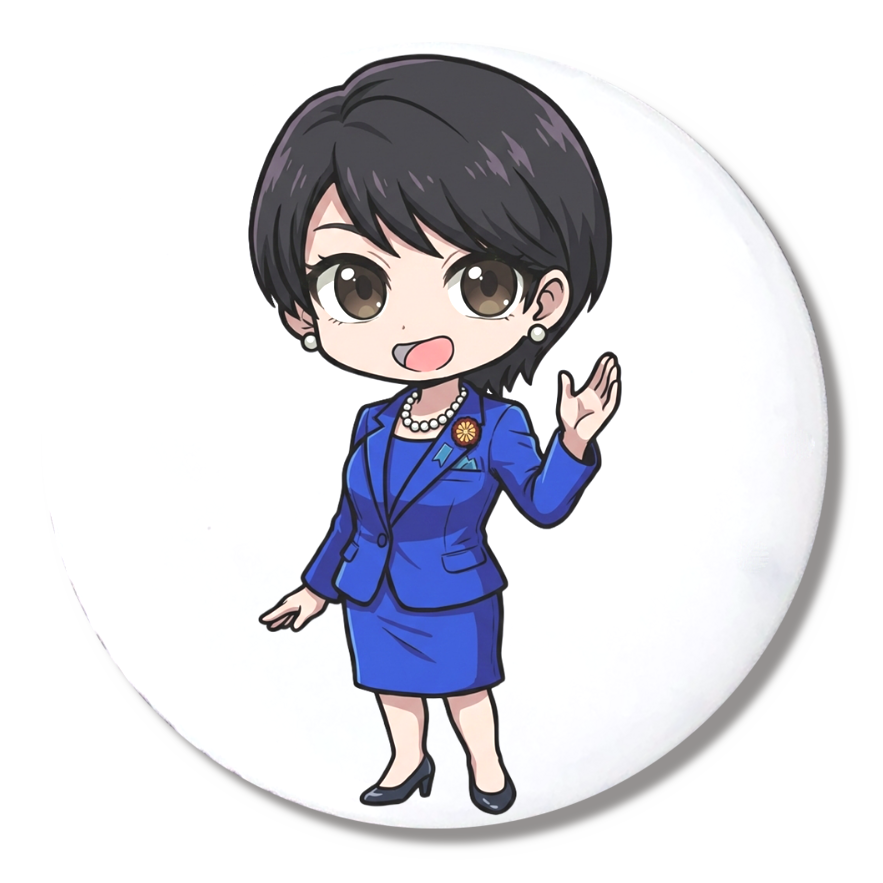 守って!さなえちゃん缶バッジ白背景 (Φ44mm)