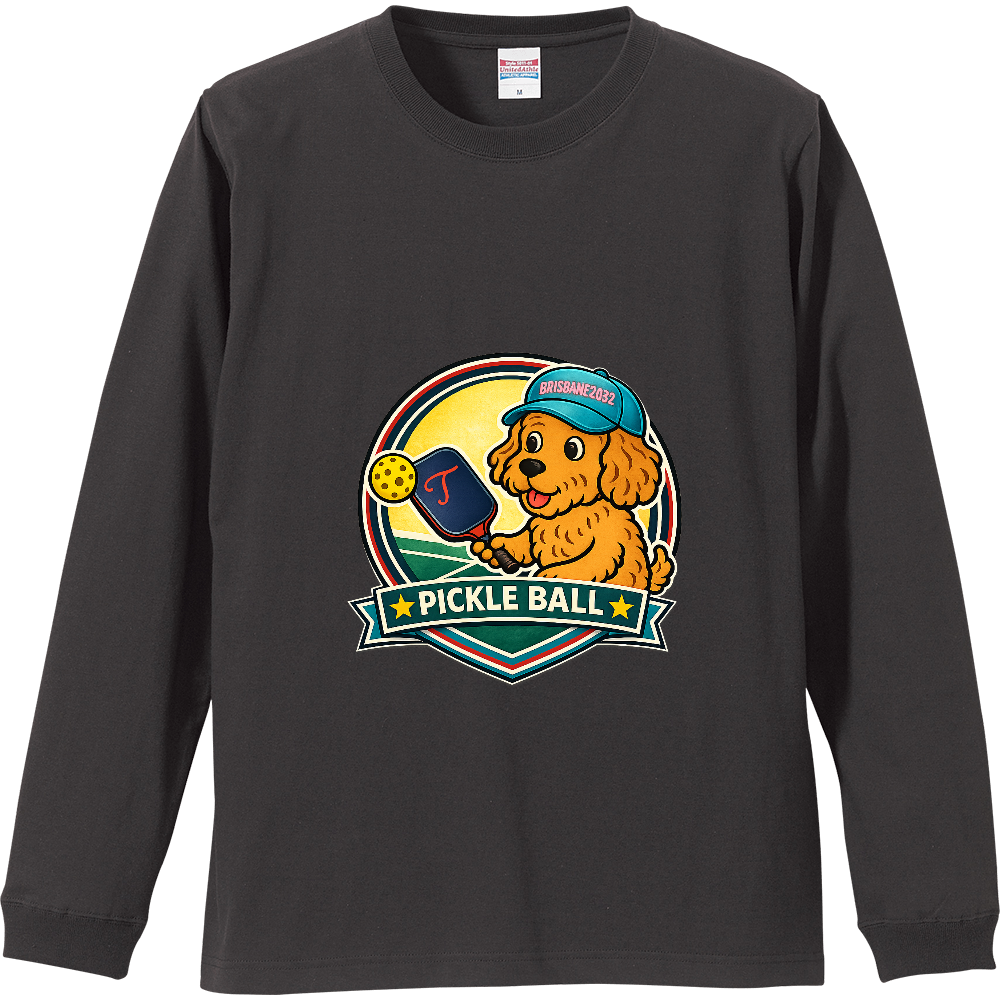 リブ付 ロングスリーブＴシャツ　PickleBall＆Cockapoo