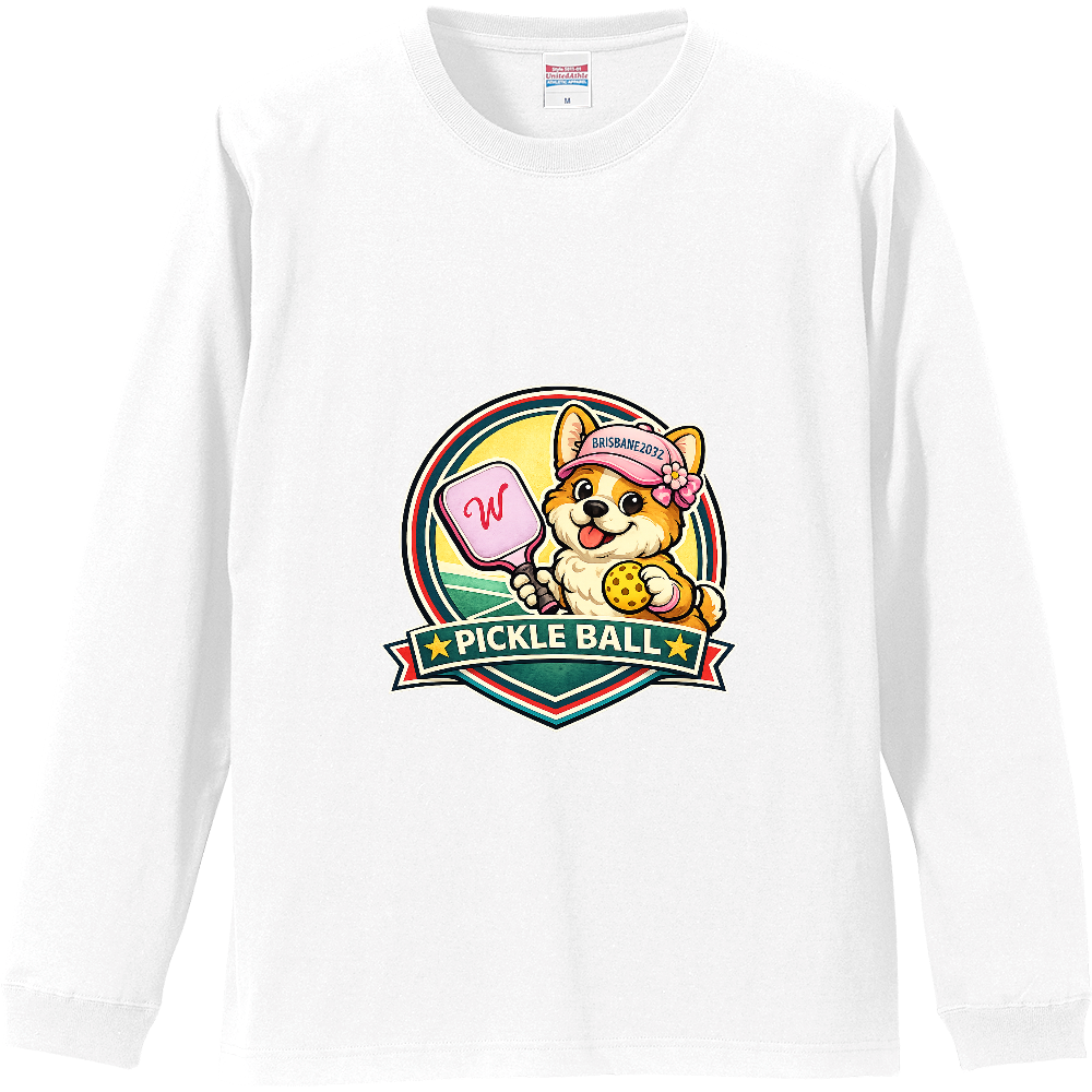 リブ付 ロングスリーブＴシャツのサイズ　PickleBall＆Welsh Corgi