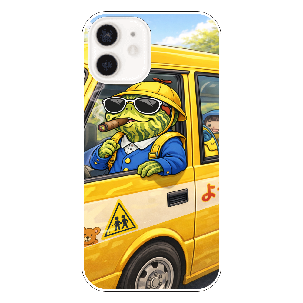 ドン・カメキチ｜園児バスに乗る亀iPhone12バードケース