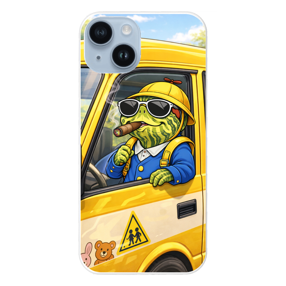 ドン・カメキチ｜園児バスに乗る亀iPhone14ハードケース