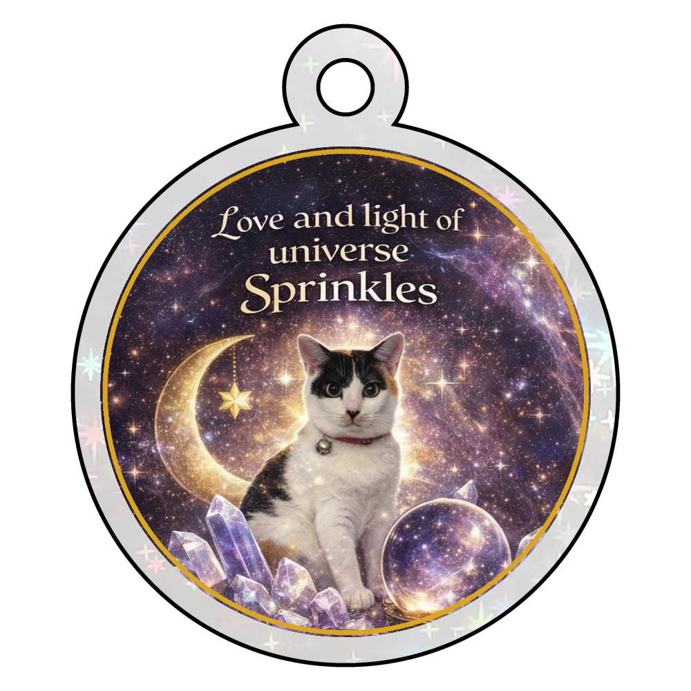 宇宙猫スプの4cmキラキラホログラムクリアキーホルダー