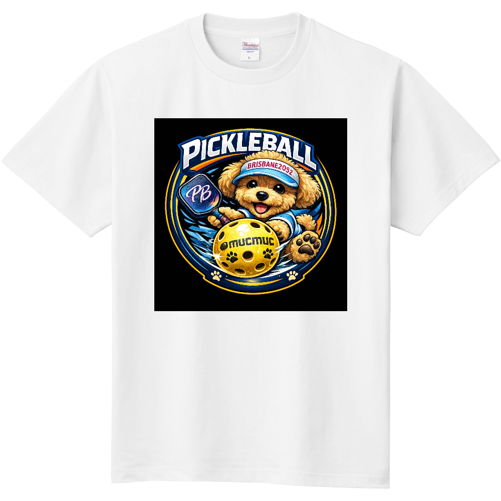 定番Ｔシャツ  PickleBall＆ToyPoodle 　※ロゴ背景（黒）