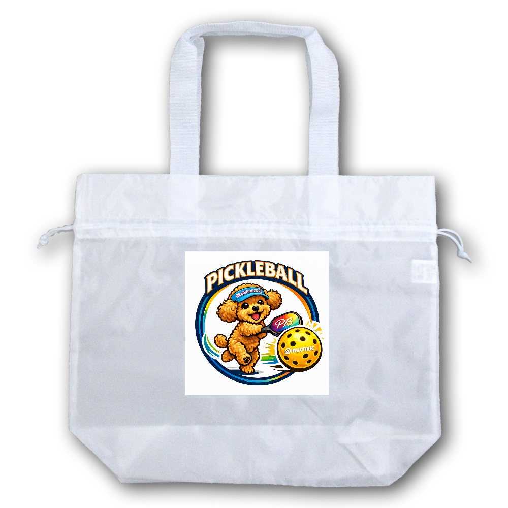 巾着タイプの大きめポリトートバック PickleBall＆Toypoo ※このロゴの背景は（白）