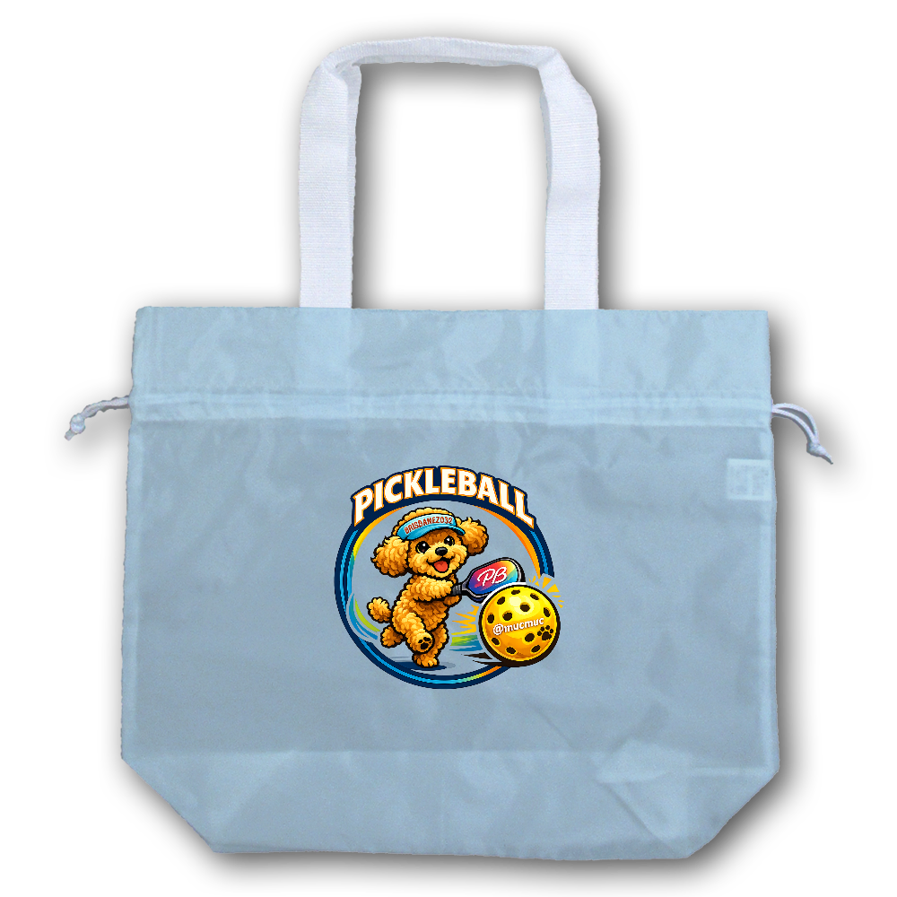 巾着タイプの大きめポリトートバック PickleBall＆Toypoo 