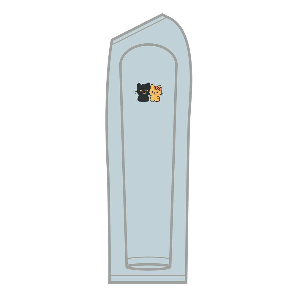 黒猫と子猫の袖ワンポイント