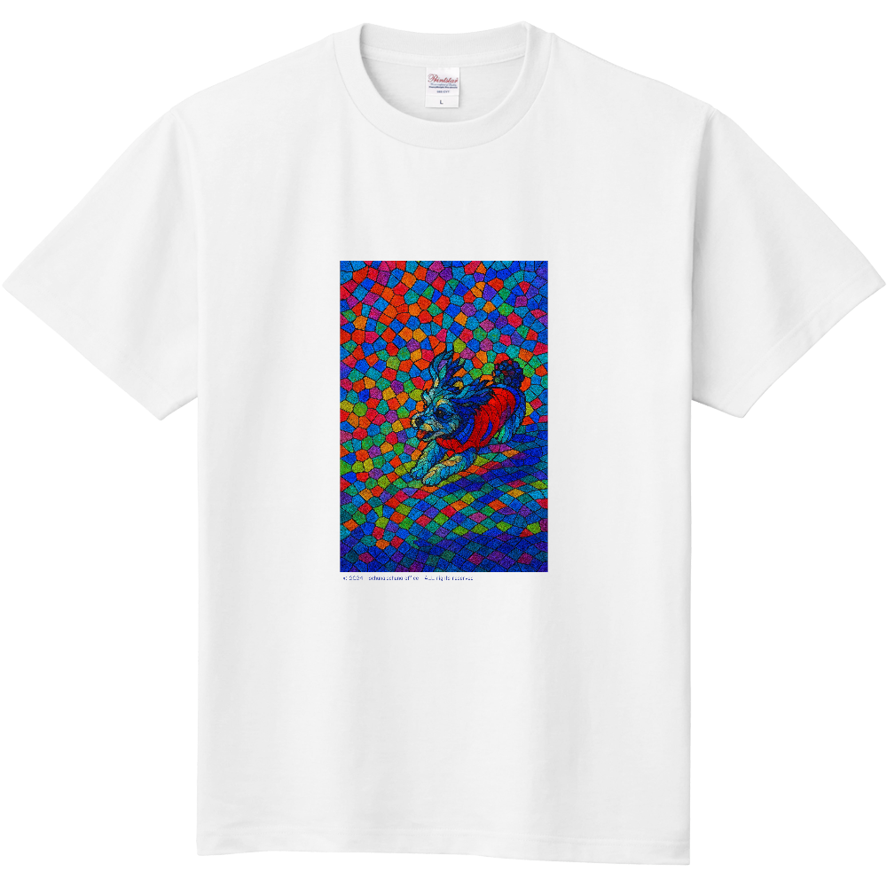 わんちゃんTシャツ(ミニチュアシュナウザー_ステンドグラス風_疾走)
