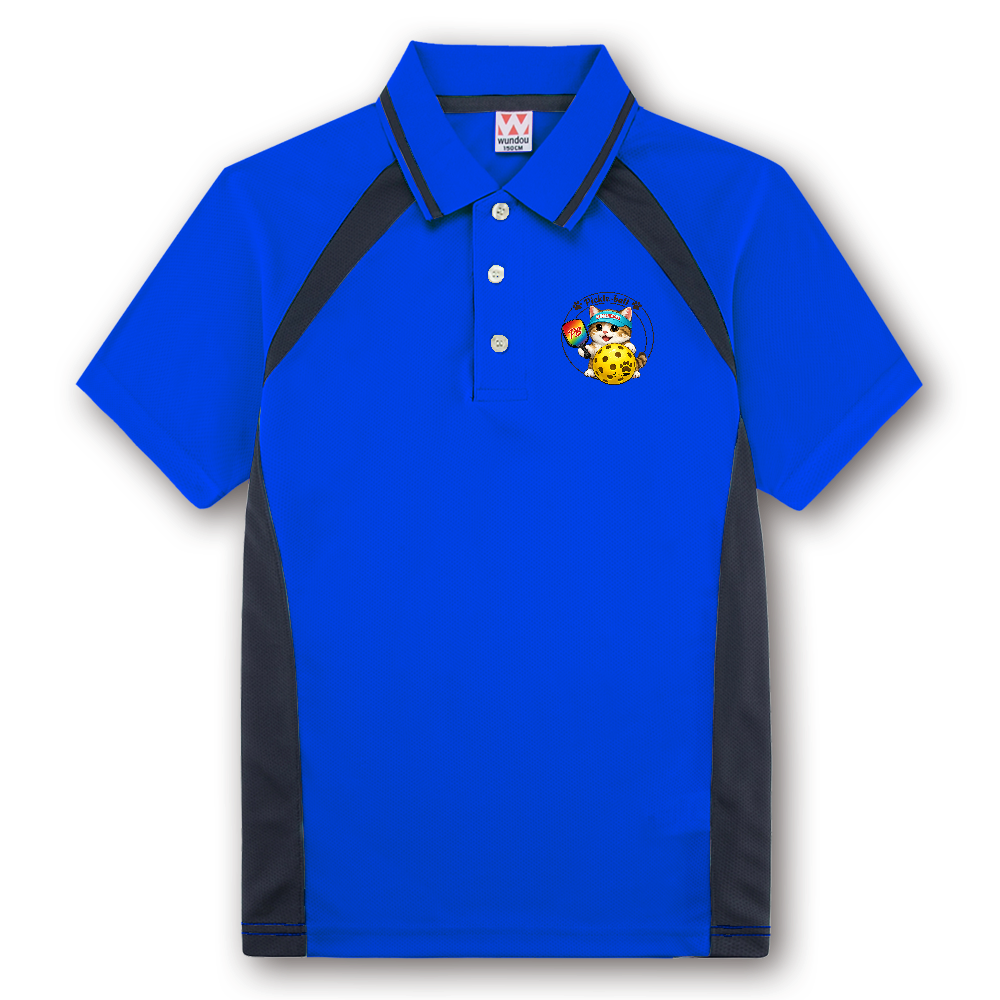 ベーシックテニスシャツ  PickleBall＆Cats　ロゴ×２（前後）