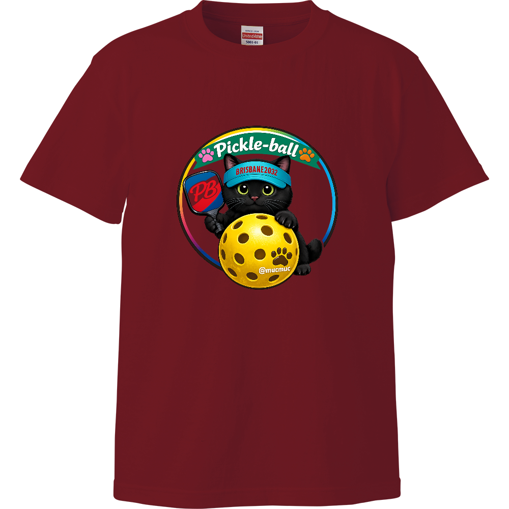 ハイクオリティーTシャツ　Pickleball＆Cat黒
