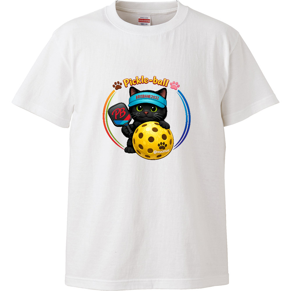 ハイクオリティーTシャツ　Pickleball＆Cat黒Ⅱ