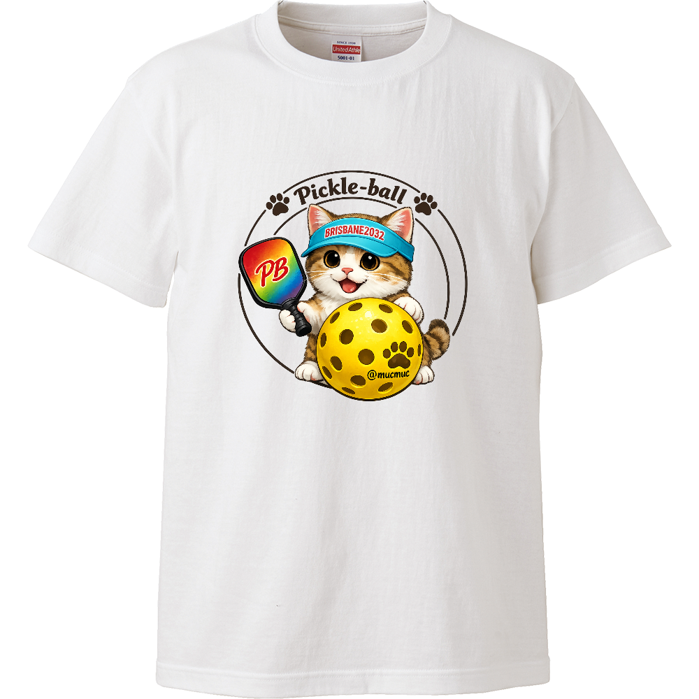 ハイクオリティーTシャツ　Pickleball＆マンチカン　ロゴ×２（前後）
