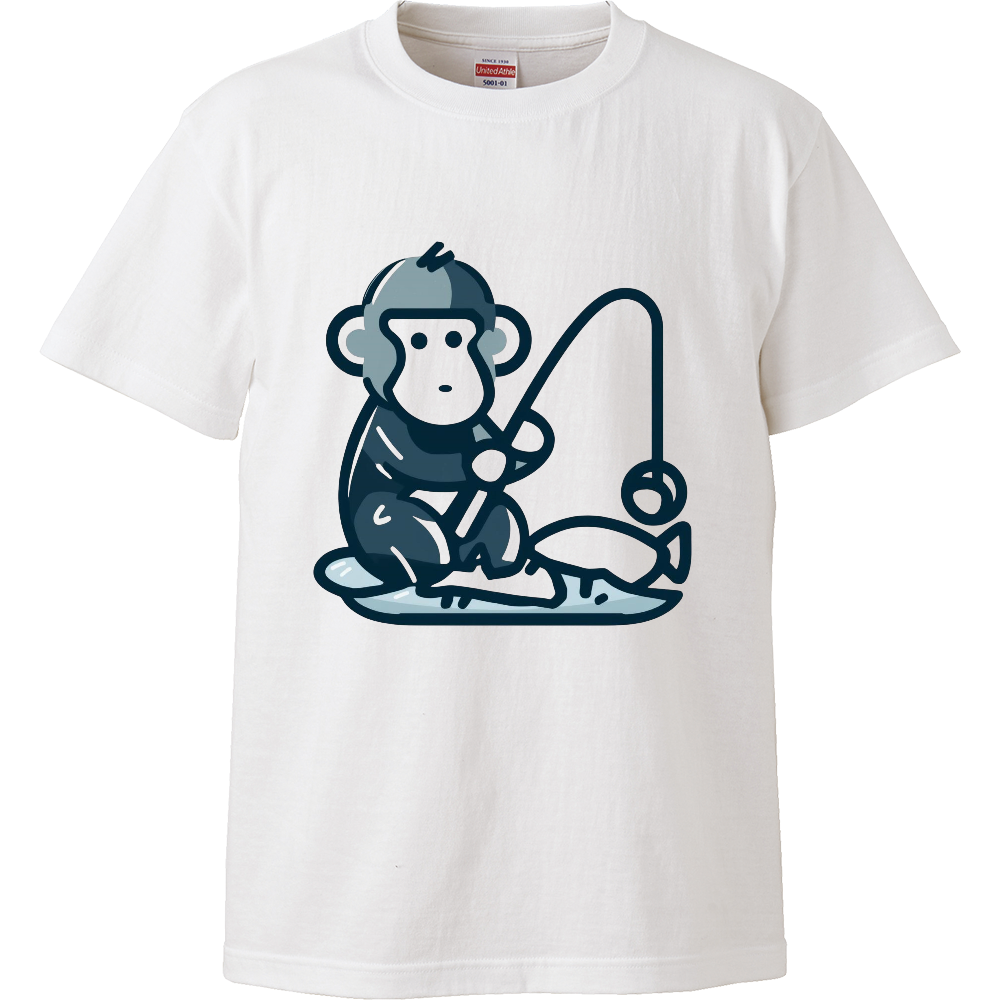 [Tシャツ] A monkey trying to catch fish.