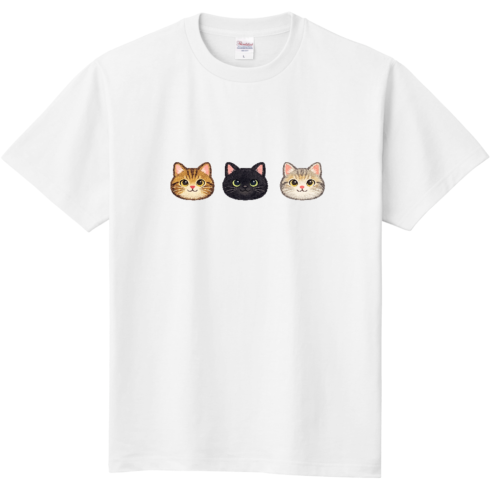 スコティッシュフォールド・黒猫・シルバータビー 猫フェイスTシャツ