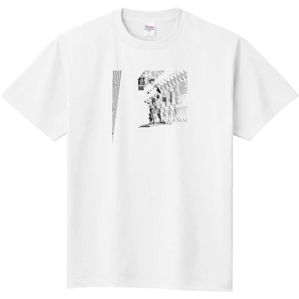 ダビデ像 グリッチTシャツ / ホワイト（モノクロ）