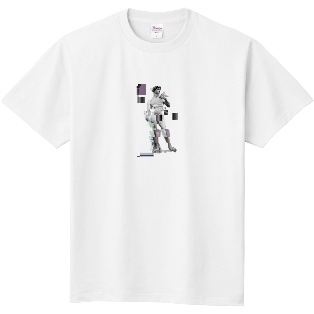 ダビデ像 グリッチTシャツ / ホワイト（カラー）