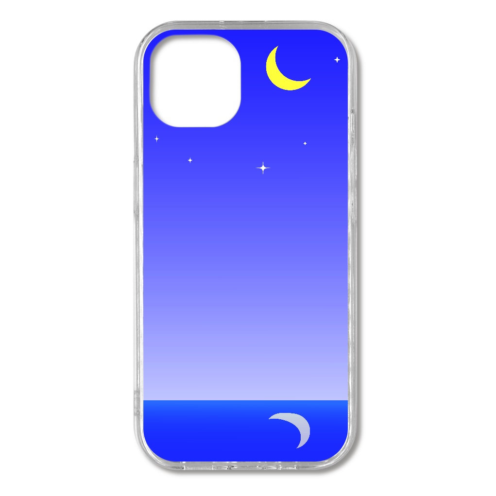 Seascape with moon and stars.