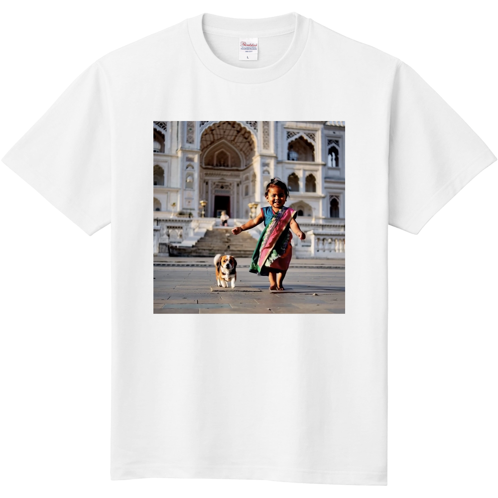 かわいい犬と赤ちゃんのTシャツ