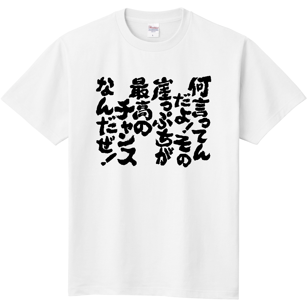 何言ってんだよ！その崖っぷちが最高のチャンスなんだぜ！ Tシャツ 面白い 筆文字 名言 ネタ メンズ レディース 