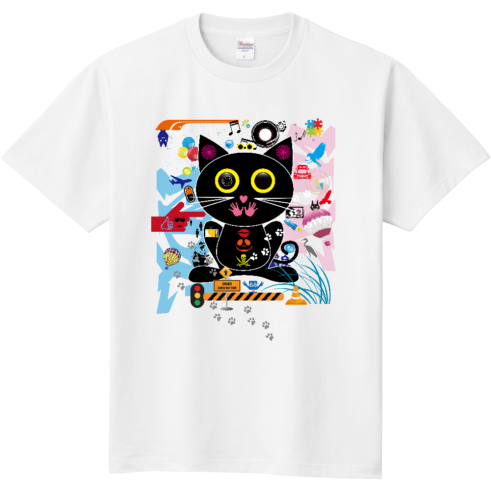 A029 ポップ『黒ニャンコ』 定番Tシャツ|PrintStar