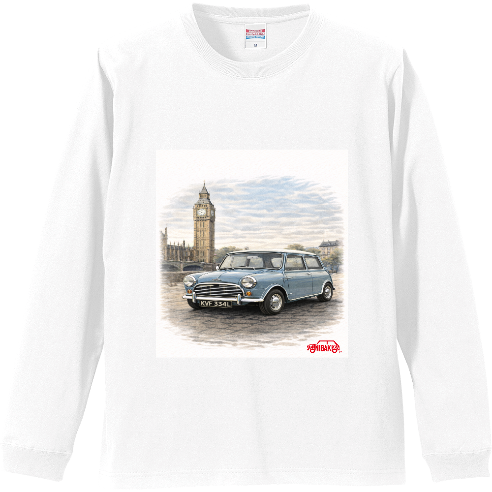 MINIBAKKAリブ付ロングスリーブＴシャツ  ローバーミニ　ブルー