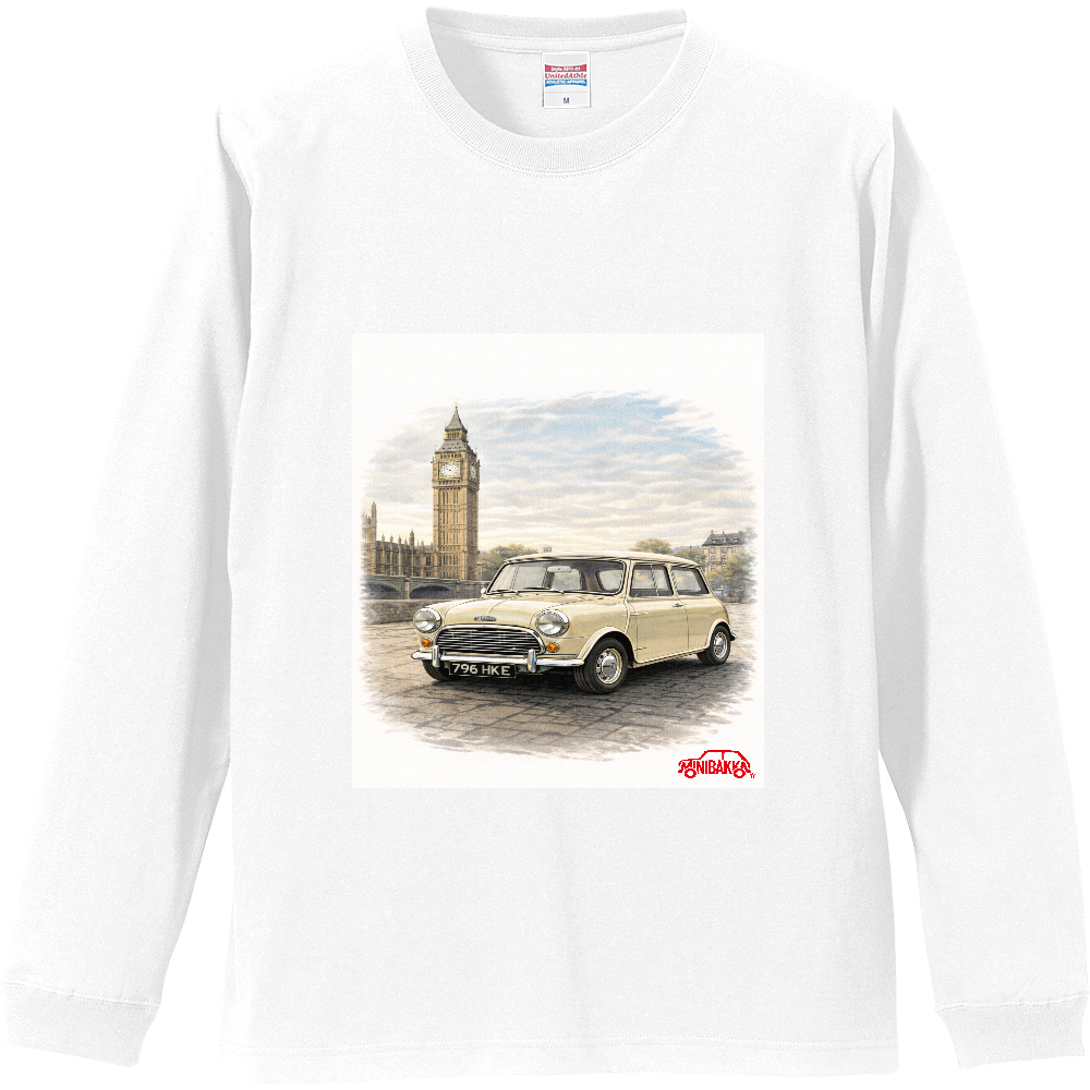 MINIBAKKAリブ付ロングスリーブＴシャツ  ローバーミニ　ホワイト