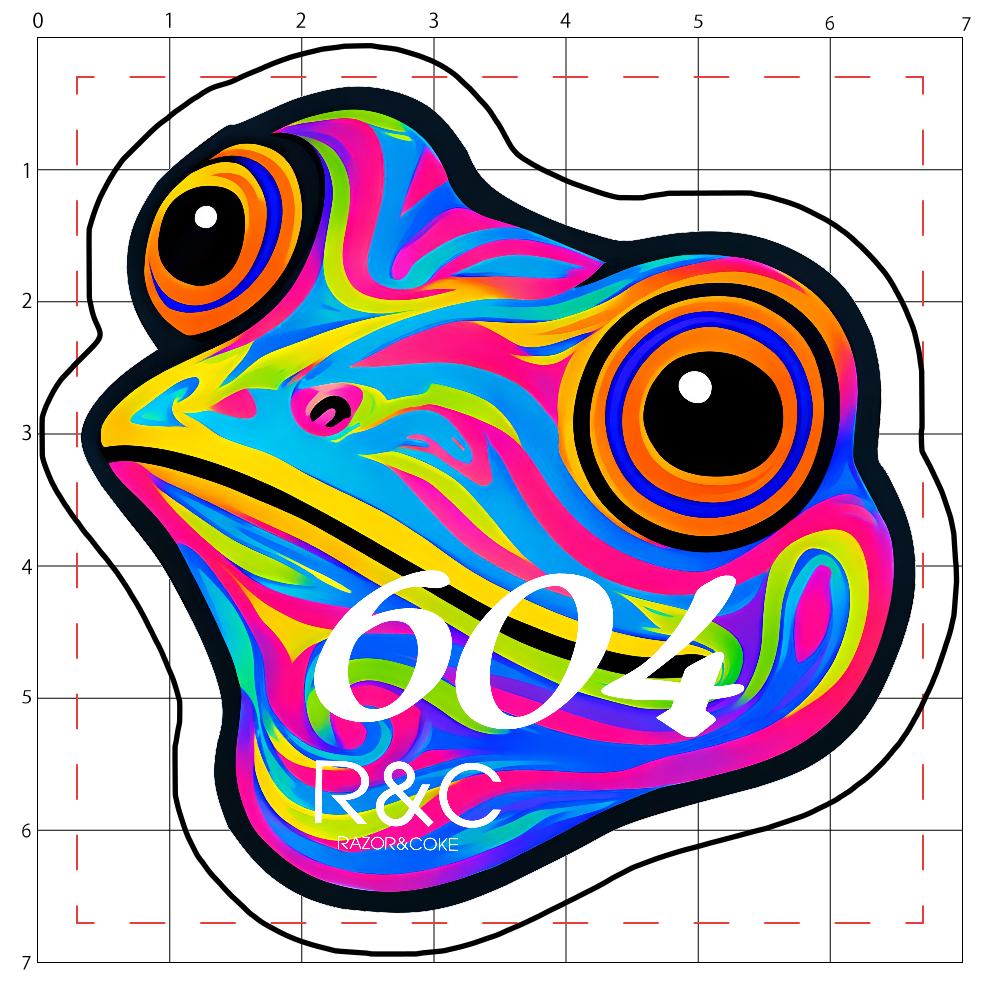 LSD4「RAZOR&COKE」604 Psychedelic Animal カエル アクリルステッカー大 70mm×70mm 厚さ3mm