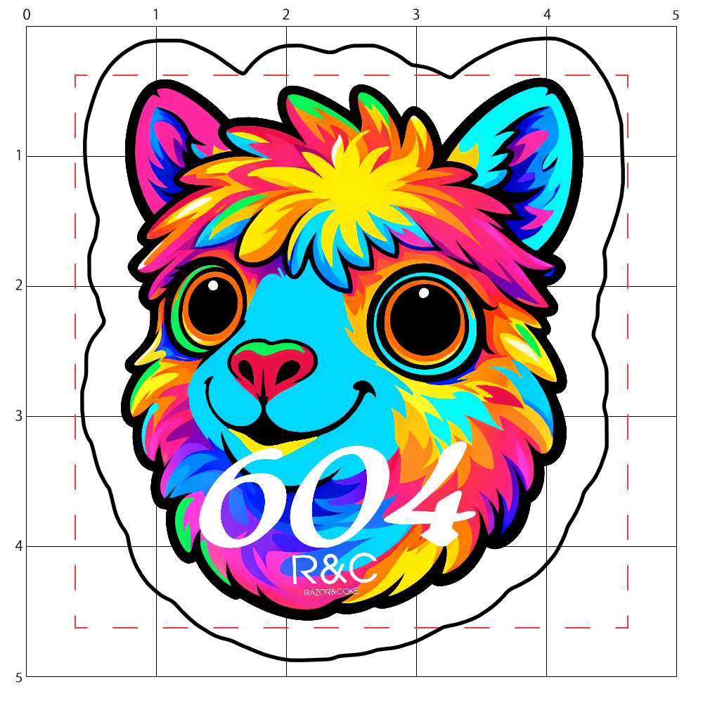 LSD4「RAZOR&COKE」604 Psychedelic Animal アルパカ ステッカー小 アクリルステッカー小 50mm×50mm 厚さ3mm