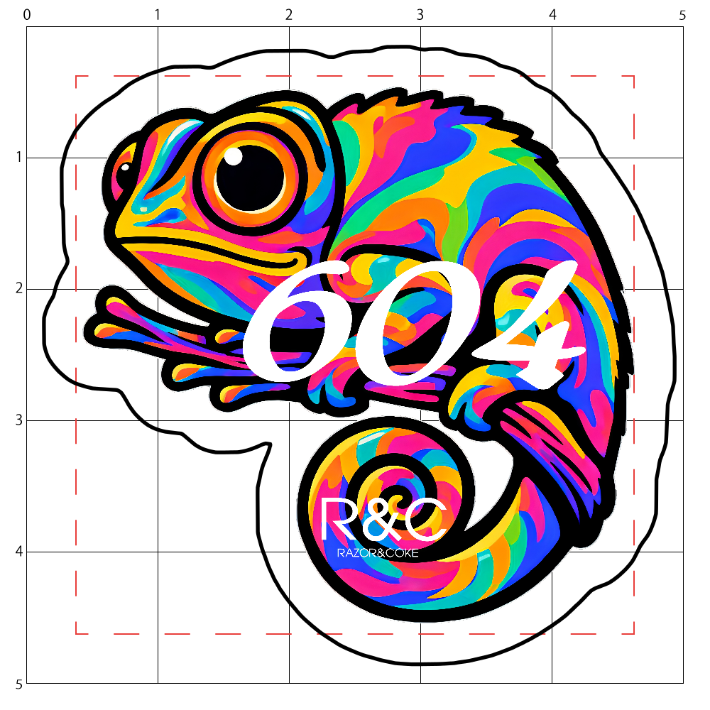 LSD4「RAZOR&COKE」604 Psychedelic Animal カメレオン アクリルステッカー小 50mm×50mm 厚さ3mm