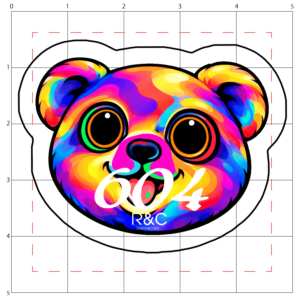 LSD4「RAZOR&COKE」604 Psychedelic Animal クマ アクリルステッカー小 50mm×50mm 厚さ3mm