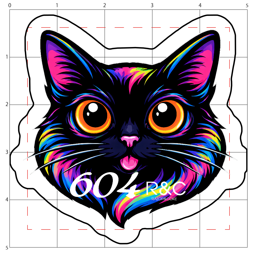 LSD4「RAZOR&COKE」604 Psychedelic Animal ネコ アクリルステッカー小 50mm×50mm 厚さ3mm