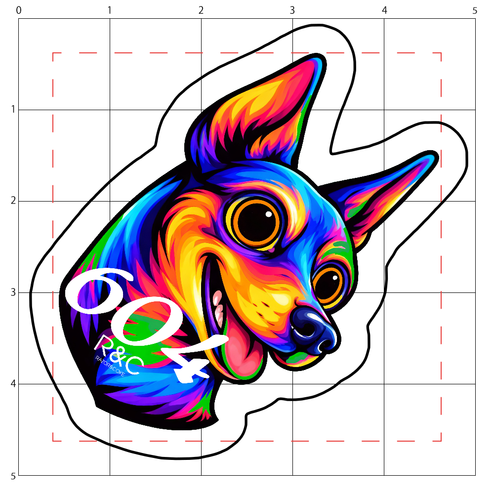 LSD4「RAZOR&COKE」604 Psychedelic Animal ドーベルマン アクリルステッカー小 50mm×50mm 厚さ3mm