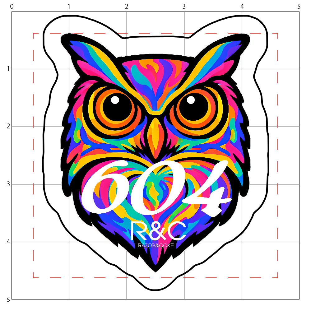 LSD4「RAZOR&COKE」604 Psychedelic Animal フクロウ アクリルステッカー小 50mm×50mm 厚さ3mm