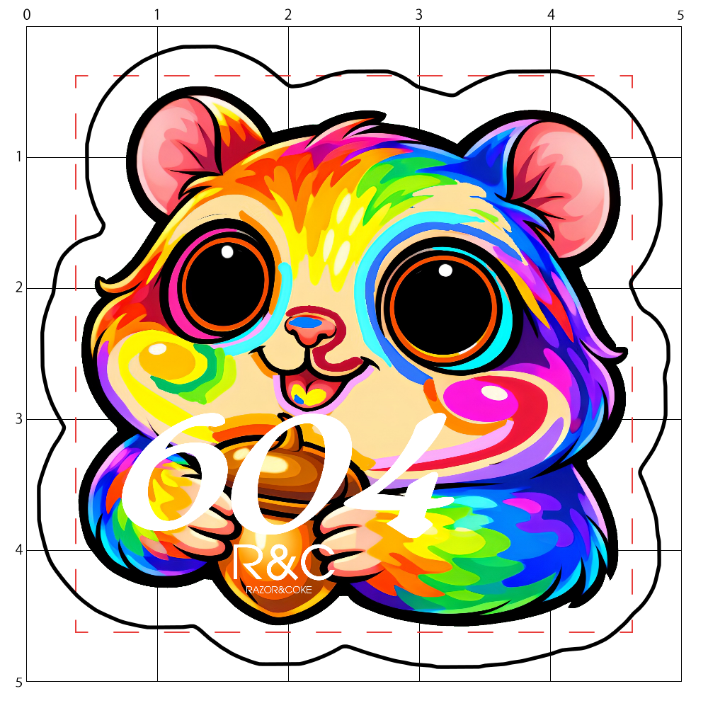 LSD4「RAZOR&COKE」604 Psychedelic Animal ハムスター アクリルステッカー小 50mm×50mm 厚さ3mm