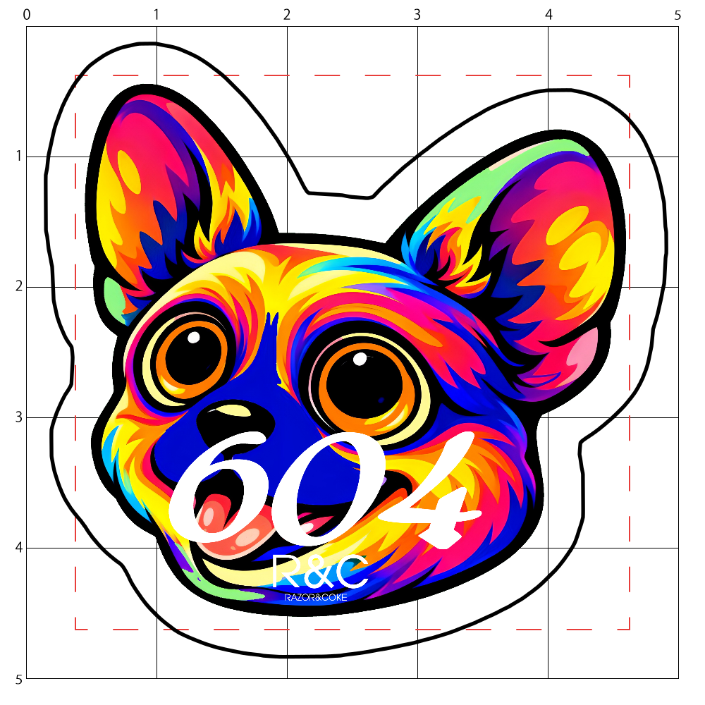 LSD4「RAZOR&COKE」604 Psychedelic Animal フレンチブルドッグ アクリルステッカー小 50mm×50mm 厚さ3mm