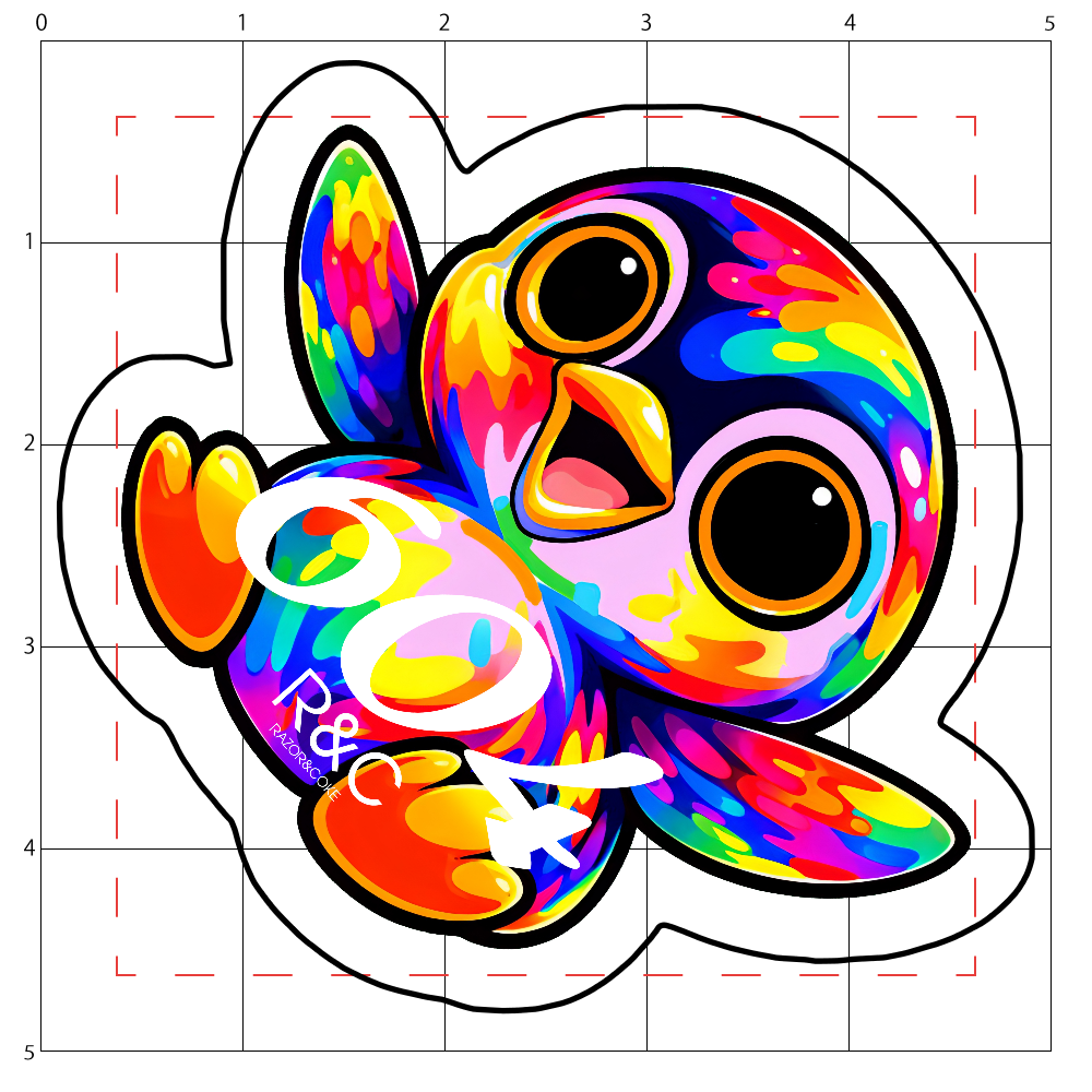 LSD4「RAZOR&COKE」604 Psychedelic Animal ペンギン アクリルステッカー小 50mm×50mm 厚さ3mm