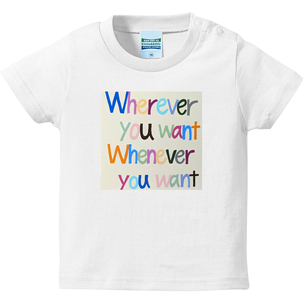 「着る絵本」ベビーTシャツ（白）❘ プロローグ「どこへでも行ける」 ❘ 磁器絵付け作家デザイン・出産祝い・誕生日ギフト（90cm）