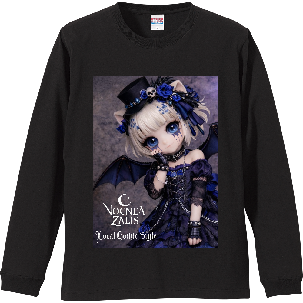 NOCNEA ZALIS/ノクネア青ゴシックVer.リブ付ロングスリーブTシャツ
