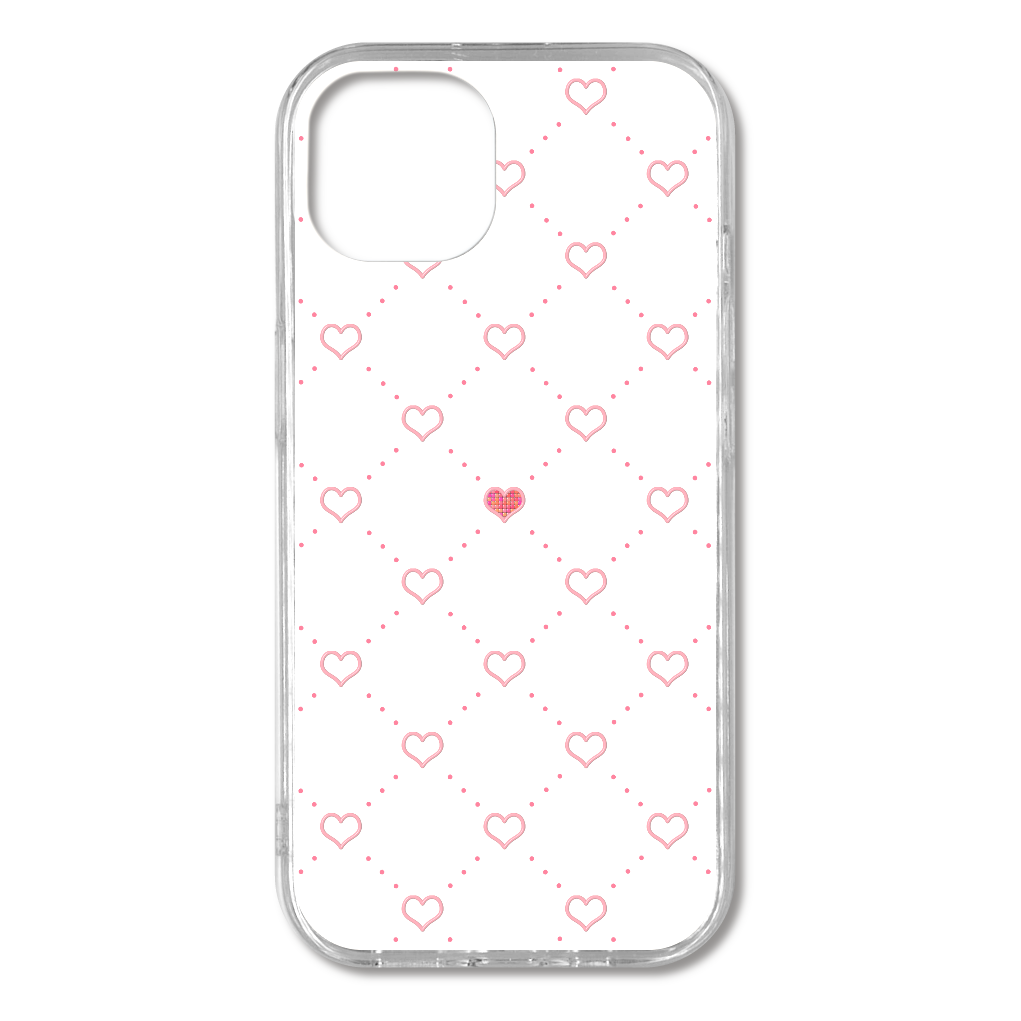 diagonal grid heart　iPhone15　TPUｹｰｽ
