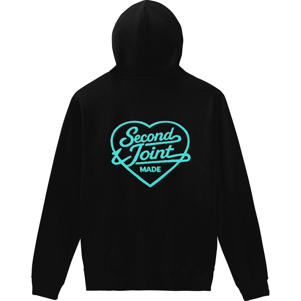 第二関節のハート青パーカー