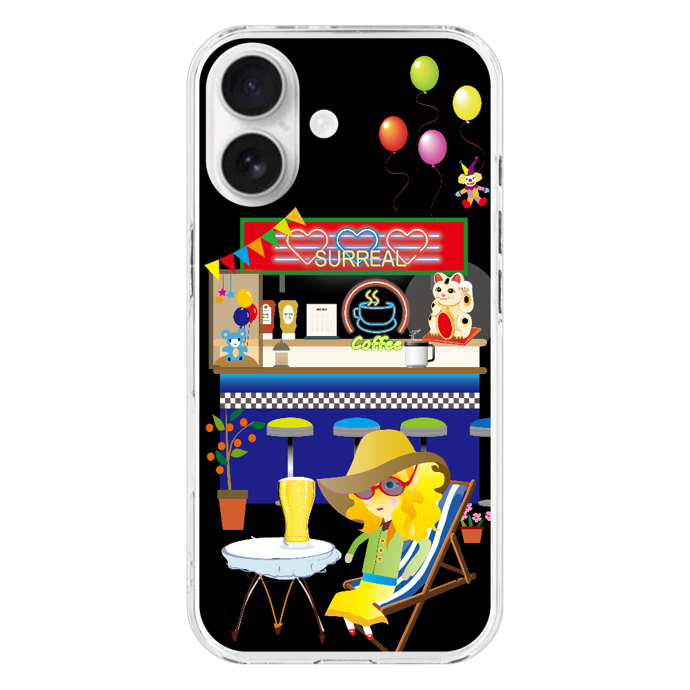 M052　ポップ『カフェ』  iPhone17 (透明)(ハードケース)｜PLATA