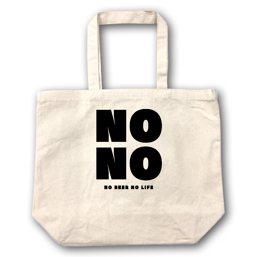 NO BEER NO LIFE】キャンバス トートバッグ（選べる2サイズ M/L）12oz マチ付 ナチュラル