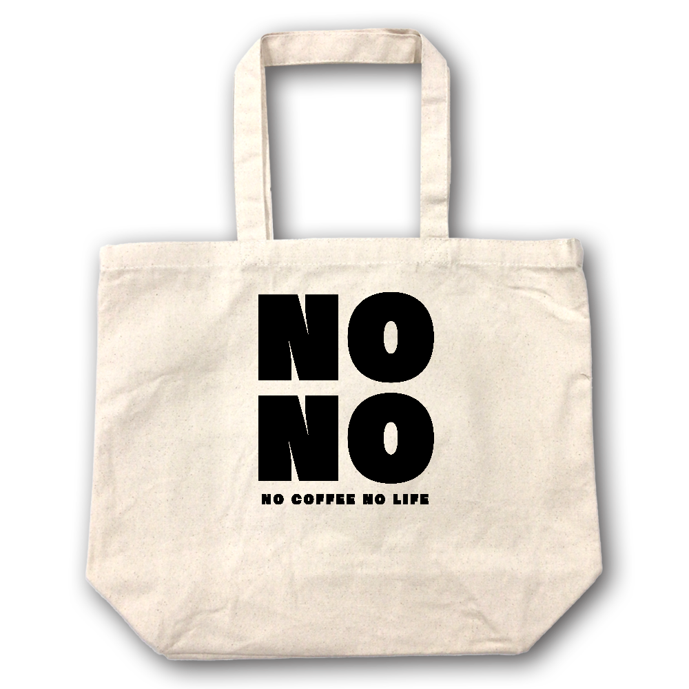 NO COFFEE NO LIFE】キャンバス トートバッグ（選べる2サイズ M/L）12oz マチ付 ナチュラル