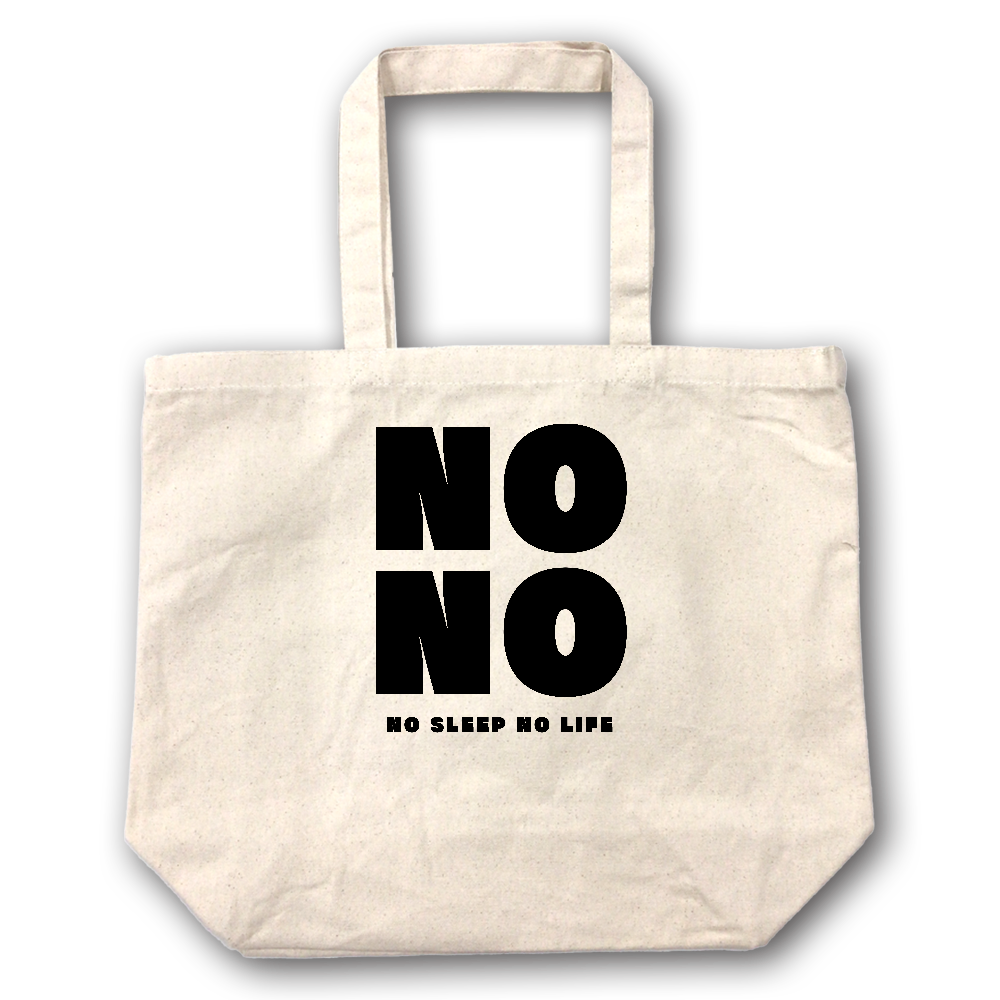 NO SLEEP NO LIFE】キャンバス トートバッグ（選べる2サイズ M/L）12oz マチ付 ナチュラル